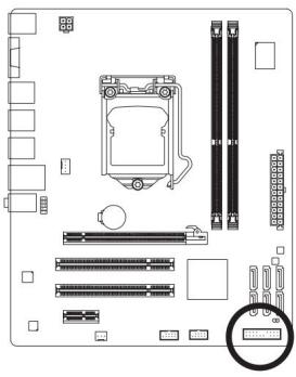 GIGABYTE GA-H55M-S2 - 7) F\_PANEL (En-tête du panneau avant) - 1