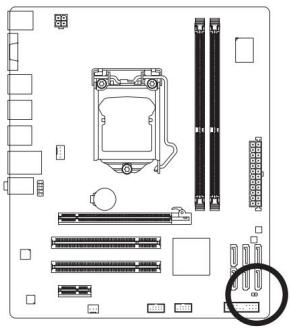GIGABYTE GA-H55M-S2 - 10) CLR\_CMOS (Cavalier d'effacement CMOS) - 1