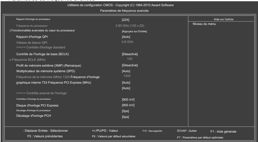 GIGABYTE GA-H55M-S2 - Paramètres de fréquence avancés - 1