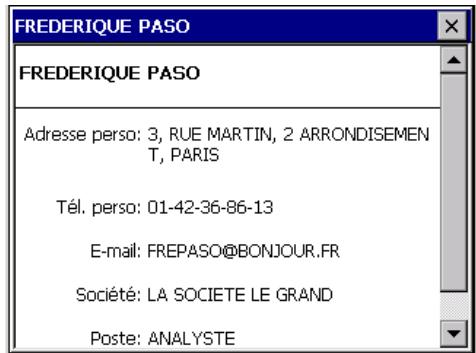 MIO 268 - Affichage de l'écran récapitulation des contacts - 1