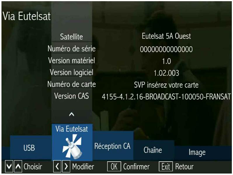 OPTEX STARCOM 9947-HD - Le sous MENU VIA eutelsat - 1