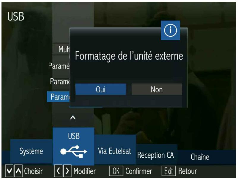 OPTEX STARCOM 9947-HD - Le sous MENU USB (formatage de l'unité externe) - 1