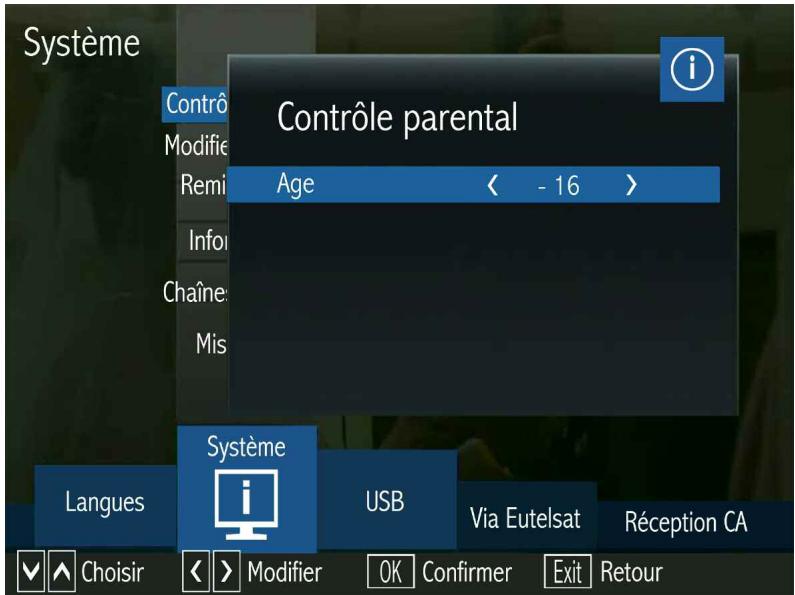 OPTEX STARCOM 9947-HD - LE SOUS-MENU SYSTEME (Contrôle parental) - 1