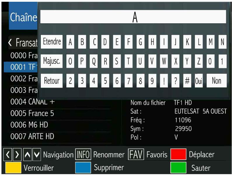 OPTEX STARCOM 9947-HD - Le sous MENU EDITER chaines (renommer) - 1