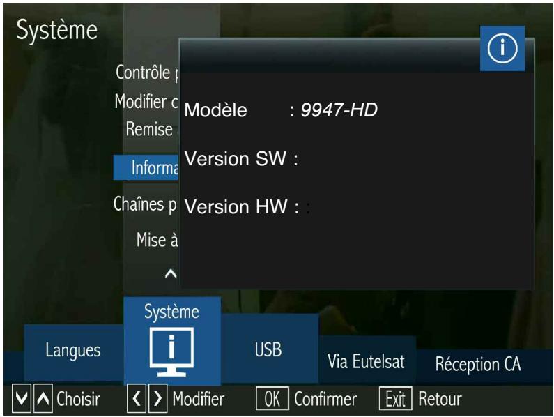 OPTEX STARCOM 9947-HD - Le sous MENU systeme (informations) - 1