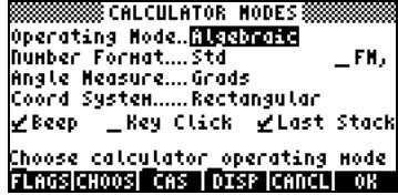 HP 42S - Selectionner les paramètres CAS - 1