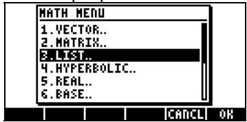 HP 42S - Le menu MTH/List - 1