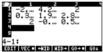 HP 42S - Utilisation de l'Editeur de matrice - 2