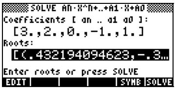 HP 42S - Trouver les solutions d'une équation polynomiale - 2