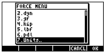 HP 42S - Le menu des unités (UNITS) - 5