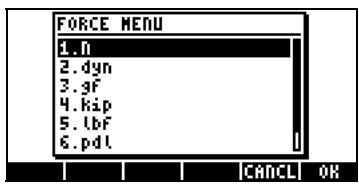 HP 42S - Le menu des unités (UNITS) - 4