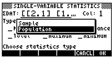 HP 42S - Echantillon contre population - 1
