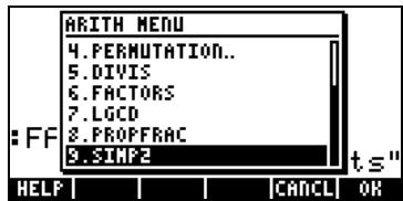 HP 48GX - Fonctions du menu arithmetic - 2
