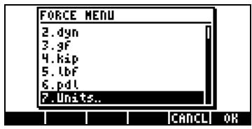 HP 48GX - Le menu des unités (UNITS) - 5