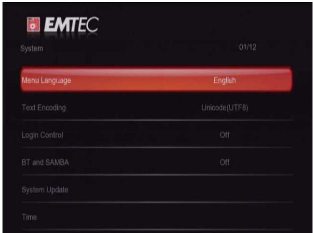 EMTEC HDD FULL HD (1080P) LECTEUR & ENREGISTREUR S800H - Modifier les paramètres système - 1