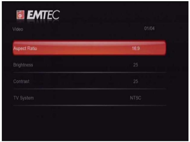 EMTEC HDD FULL HD (1080P) LECTEUR & ENREGISTREUR S800H - Changement des paramètres vidéo - 1
