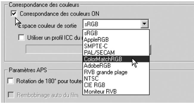 MINOLTA DIMAGE SCAN - Réglage de l'espace couleur de sortie - 1