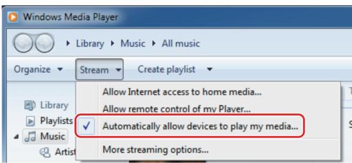 TEAC CDP800NT - Dans le menu « diffuser en continu » du lecteur windows media, sélectionnez « autoriser un accès internet aux médias personnels... - 1