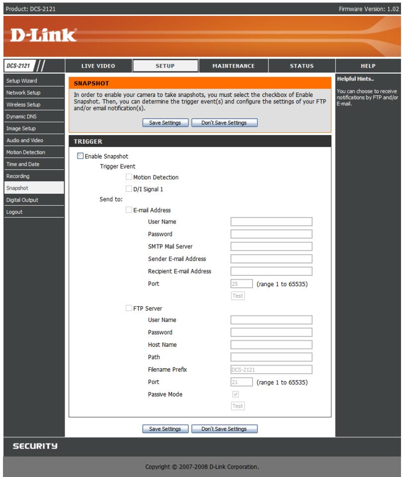 CITIZEN DCS-2121 - SETUP > snapshot (configuration > instantané) - 2