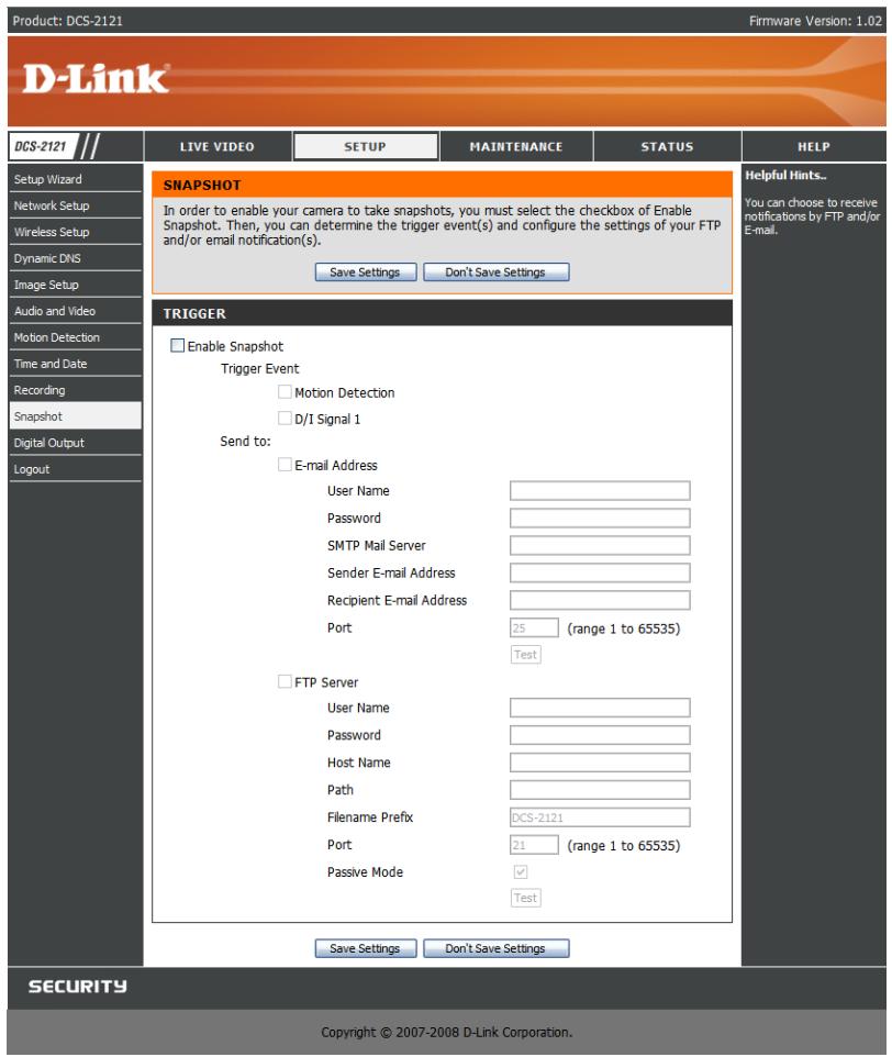 CITIZEN DCS-2121 - SETUP > snapshot (configuration > instantané) - 1