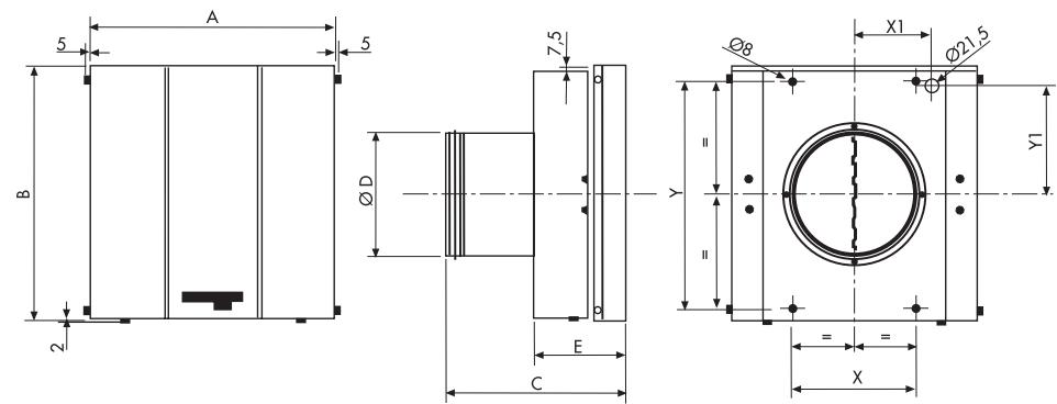 UNELVENT AÉRATEURS VMP SWF - Dimensions (mm) - 1