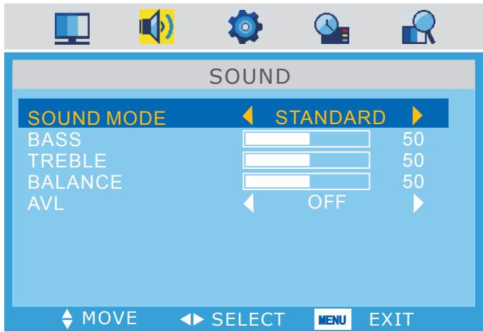 SWEEX TV132 - Menu SOUND - 1