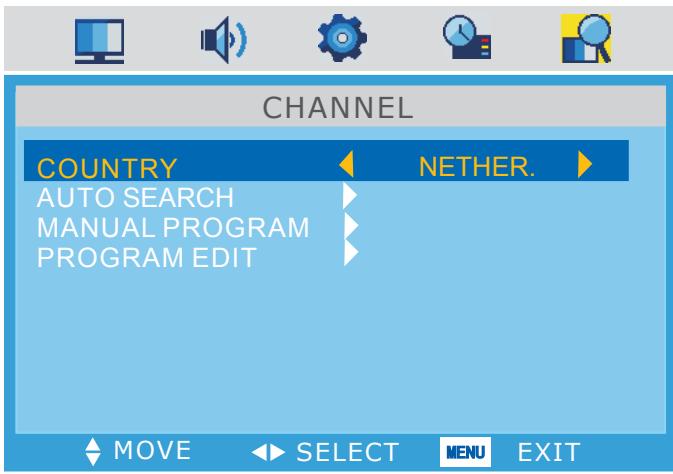 SWEEX TV132 - Menu CHANNEL - 1