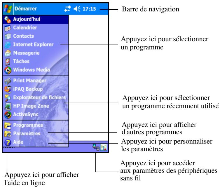 HP POCKET - Barre de navigation et barre de commande - 1