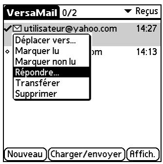 PALM TUNGSTEN C - Pour répondre à un message à partir de la liste des dossiers : - 1