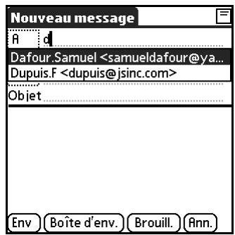PALM TUNGSTEN C - Pour utiliser smart addressing pour adresser un message : - 1