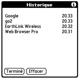 PALM TUNGSTEN C - Pour revenir à une page de visite - 1