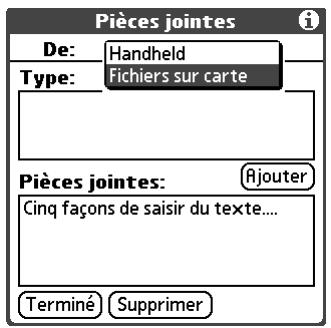 PALM TUNGSTEN C - Pour joindre un fichier à partir d'une carte d'extension : - 2