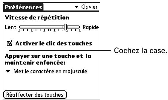 PALM TUNGSTEN C - Pour définir le clic des touches : - 1