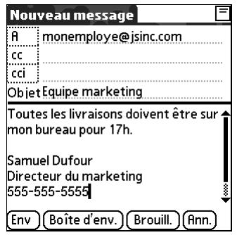 PALM TUNGSTEN C - Pour rédiger le reste du message et l'envoyer : - 2