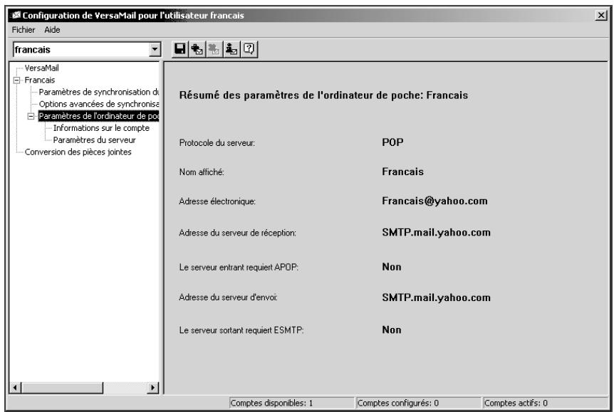 PALM TUNGSTEN C - Écrans relatifs aux informations des comptes - 2