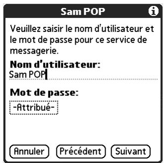 PALM TUNGSTEN C - Pour modifier le nom d'utilisateur et le mot de passe du compte : - 1
