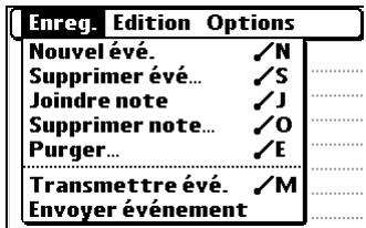 PALM TUNGSTEN C - Utilisation des menus de l'agenda - 1