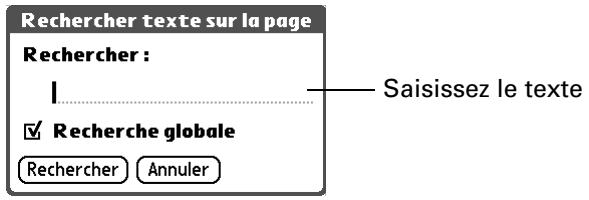 PALM TUNGSTEN C - Pour rechercher du texte sur une page web : - 1