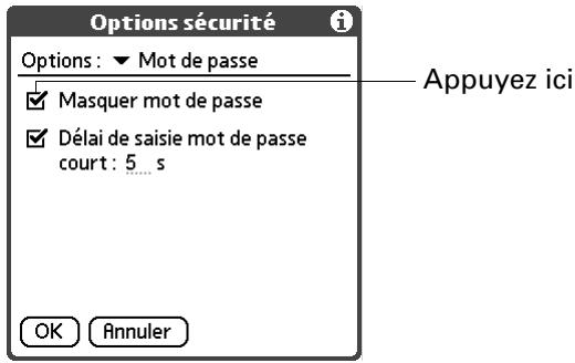 PALM TUNGSTEN C - Pour masquer la saisie du mot de passe : - 1