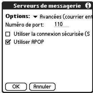 PALM TUNGSTEN C - Pour modifier un compte et ajouter APOP : - 4