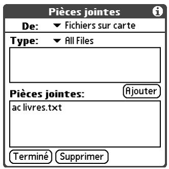PALM TUNGSTEN C - Pour joindre un fichier à partir d'une carte d'extension : - 5