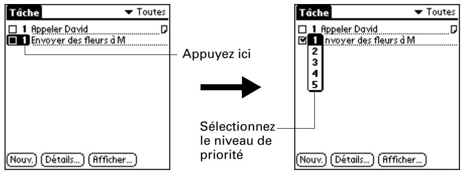 PALM TUNGSTEN C - Pour définir le niveau de priorité d'une tâche : - 1