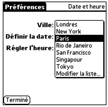 PALM TUNGSTEN C - Pour paramétrer le fuseau horaire : - 1