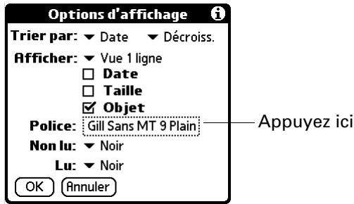 PALM TUNGSTEN C - Pour afficher ou masquer une colonne dans la liste du dossier : - 2