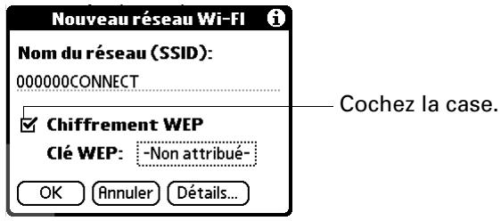 PALM TUNGSTEN C - Pour ajouter ou modifier un chiffrement WEP : - 1