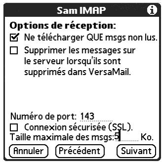 PALM TUNGSTEN C - Comptes IMAP - 1