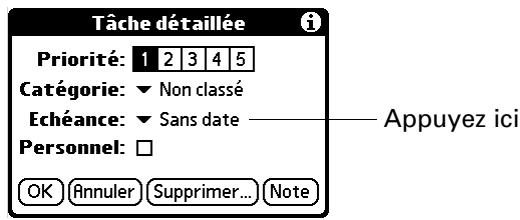 PALM TUNGSTEN C - Pour définir la date d'échéance d'une tâche : - 1