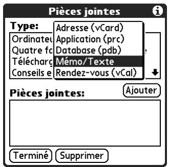 PALM TUNGSTEN C - Pour joindre un fichier à partir d'une carte d'extension : - 3
