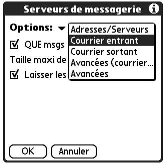 PALM TUNGSTEN C - Pour modifier vos paramètres de serveur de réception : - 1