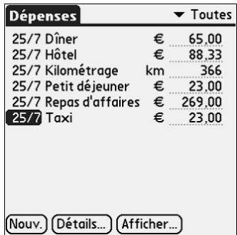 PALM TUNGSTEN C - Pour ouvrir l'application dépenses : - 1